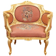 Early 20th Century Carved and Gilt Bergere Armchair
