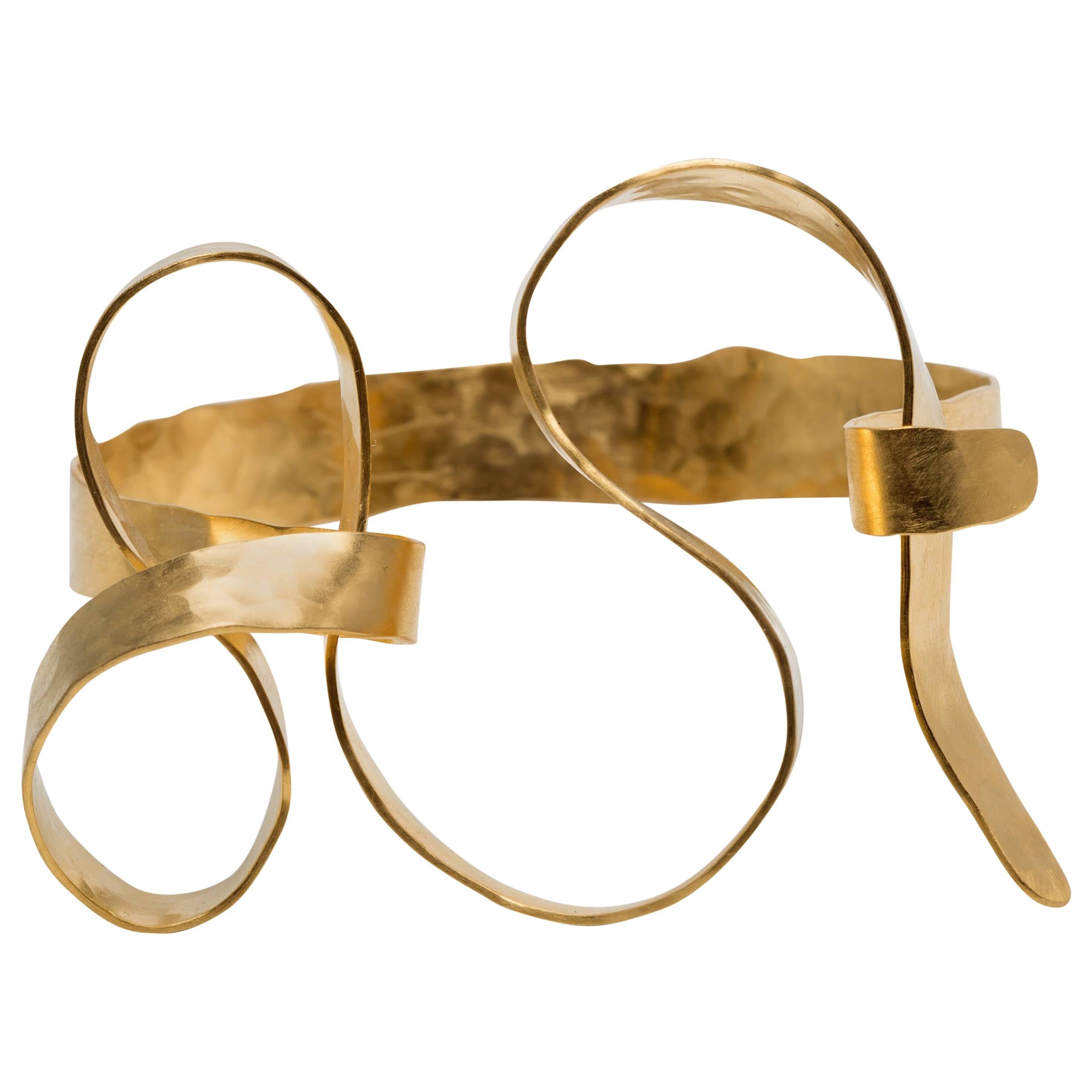 Gold-Plated and Hand-Hammered Bracelet by Jacques Jarrige