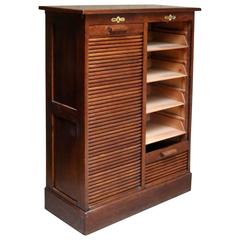 French Oak Double Tambour Front Filing Cabinet