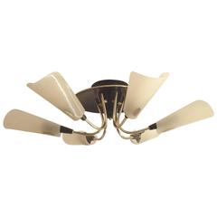 Mid-Century Italian Design Organic Shaped Plexiglas and Brass Ceiling Chandelier