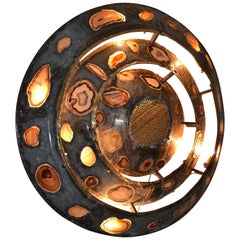 1970s Large Wall Light with Agates Inlaid by Henry Fernandez