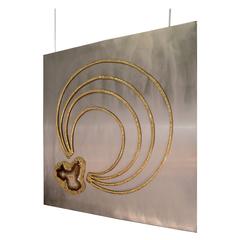 1970s Agate and Brass Panel by Henri Fernandez 1