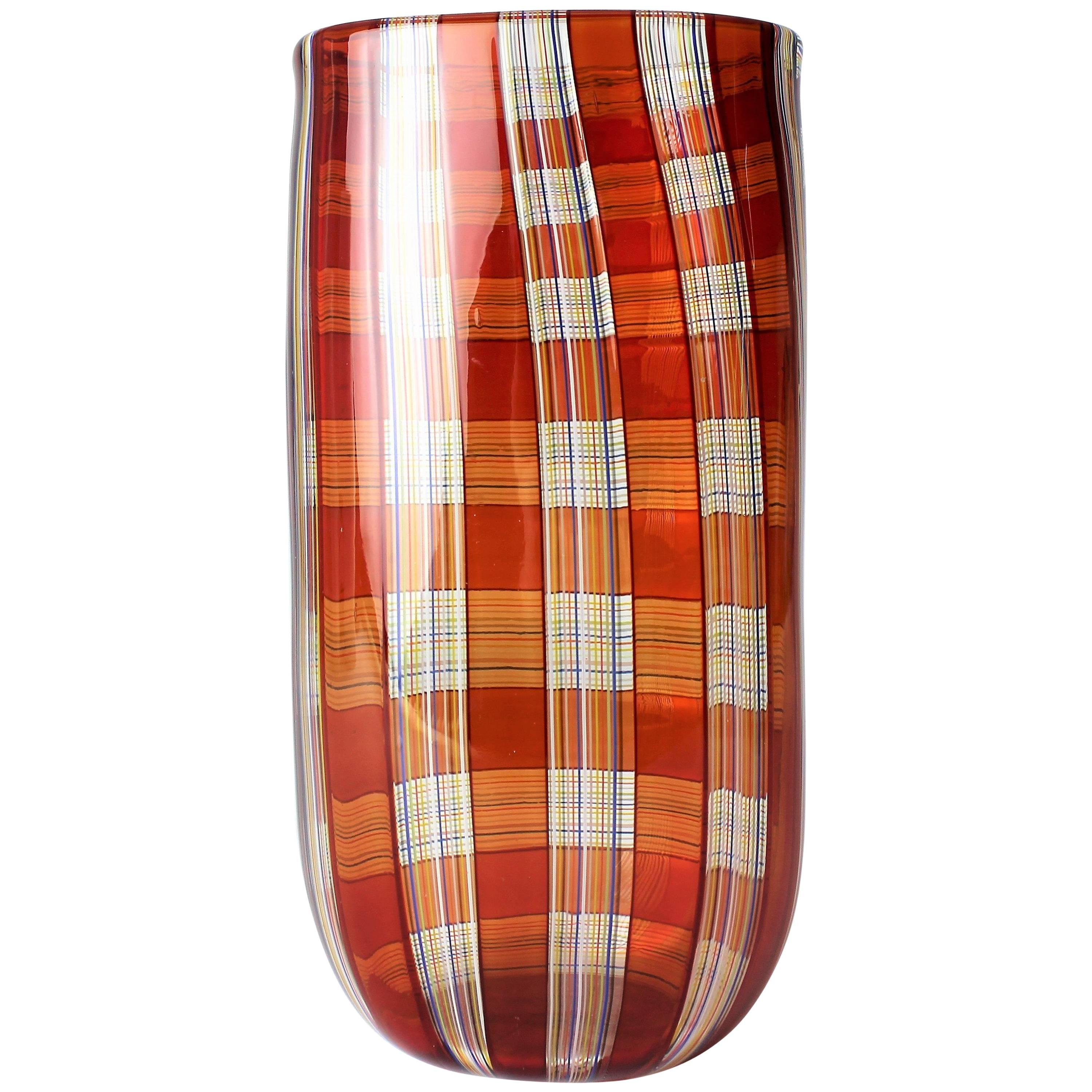 Large Blown Caned Glass Vase by Robin Mix for Tiffany & Co