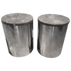 Paul Mayen Marble and Chrome End Table, Stool or Pedestal 11