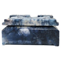 Retro Blue and White Marble Egyptian Revival Box