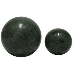 Set of Modern Green Marble Decorative or Desk Sphere's, 1970s 8