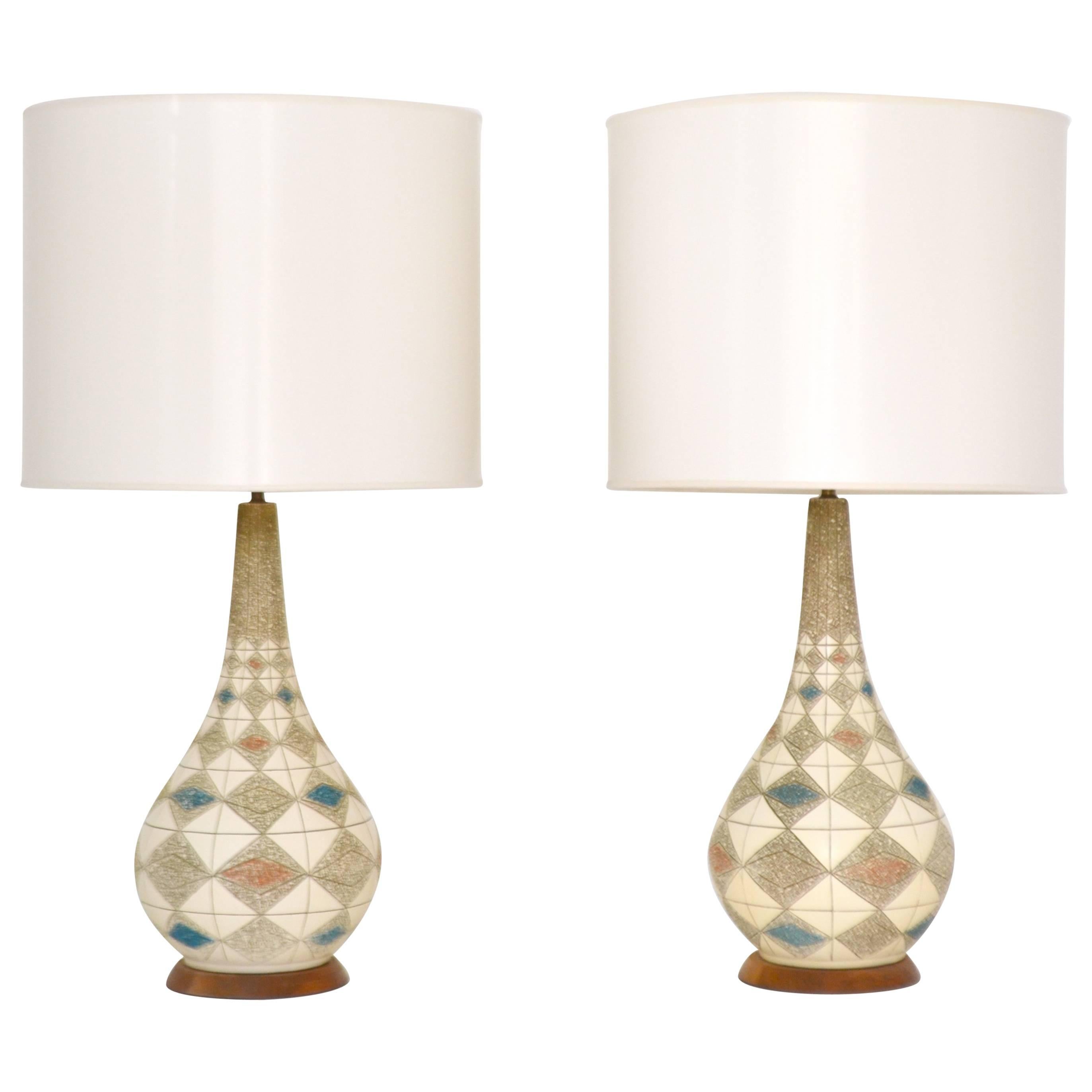 Pair of Midcentury Ceramic Table Lamps For Sale