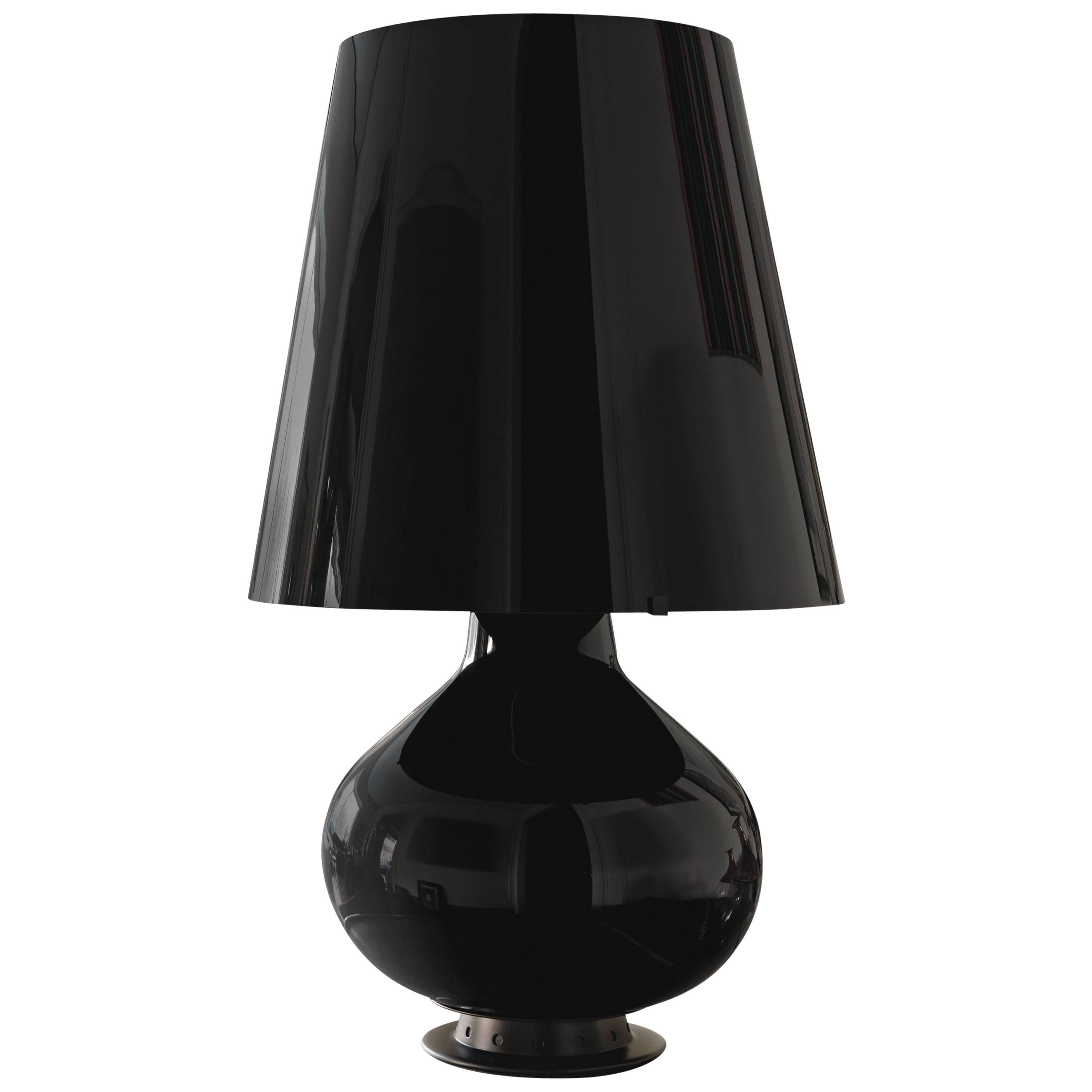 Max Ingrand Fontana Arte Fontana Total Schwarze Tischlampe in Glas, 2014 Auflage im Angebot