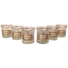 Set of Six "Name Your Poison" Barware Rocks Cocktail Glasses