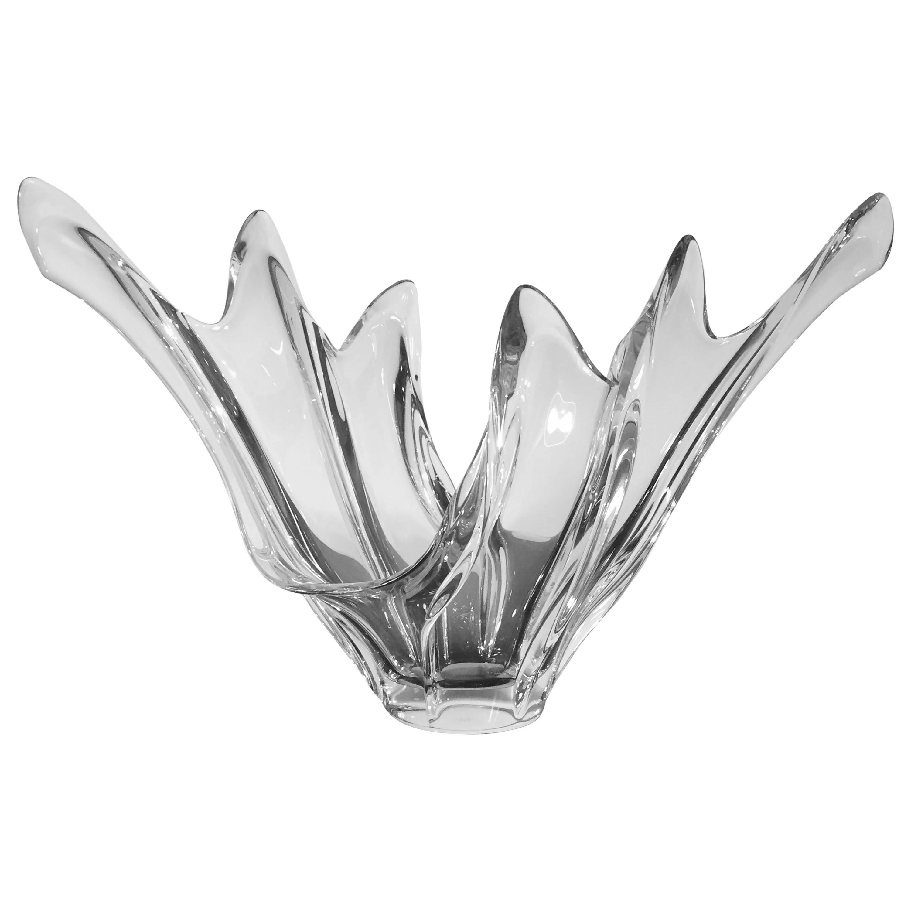 Cofrac Art Verrier French Crystal Centerpiece Bowl For Sale