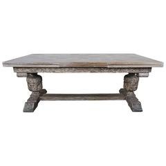 English Oak Washed Refractory Table with Leaves