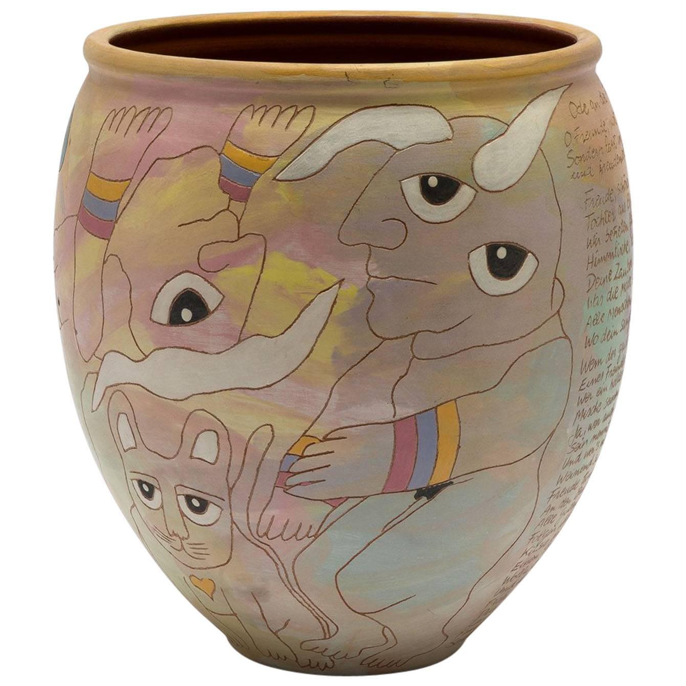 American Washington Ledesma Contemporary Pottery Ceramic Jar, Dated 1984 For Sale