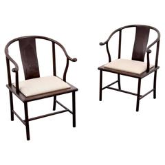 Pair of 20th Century Smith & Watson Horseshoe Style Asian Chairs