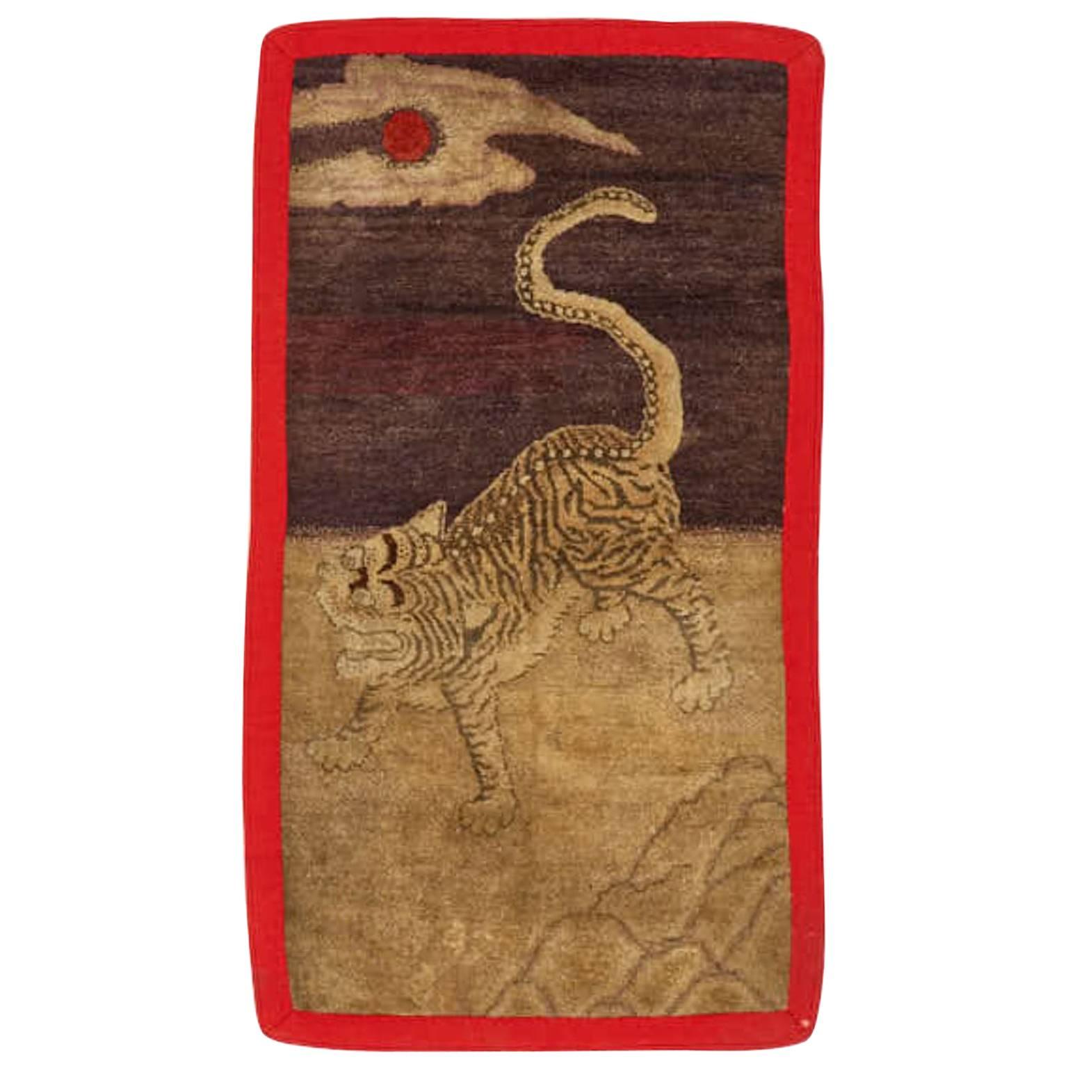 Vintage Tibetan Wool Rug For Sale