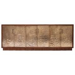 Pacifica Cabinet in Hand-Hammered Bronze and American Walnut by Newell Design 3