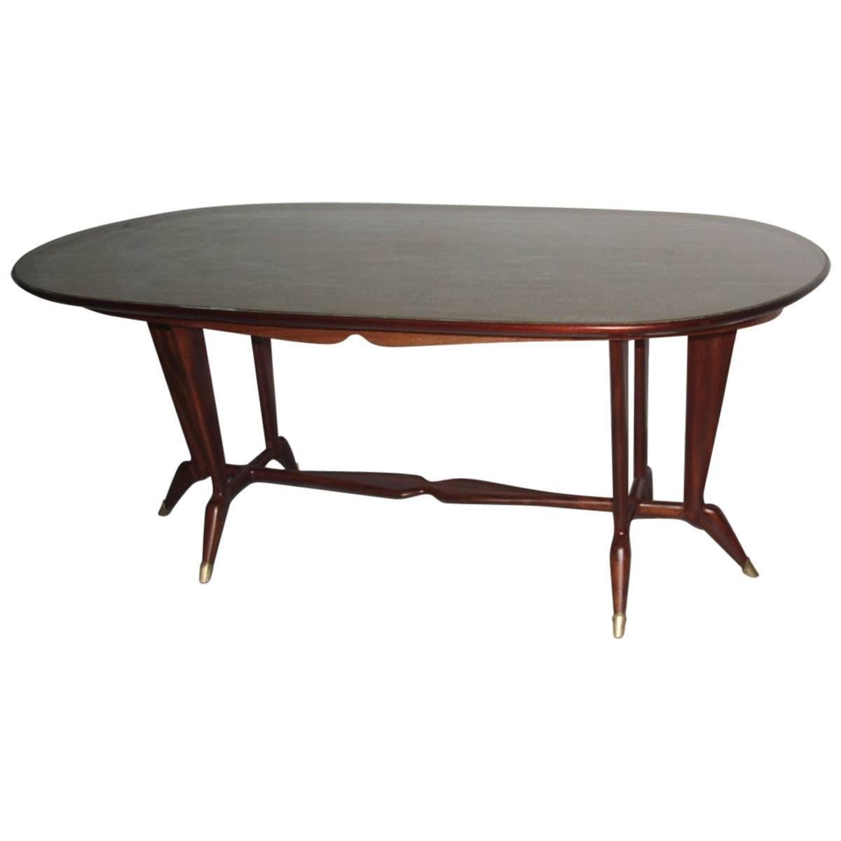 Ovaler Esstisch, italienisches Design aus der Mitte des Jahrhunderts