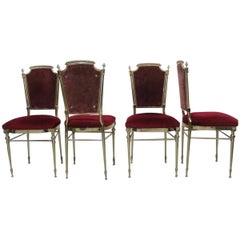 Classic Chairs in Solid Brass, French, 1950s