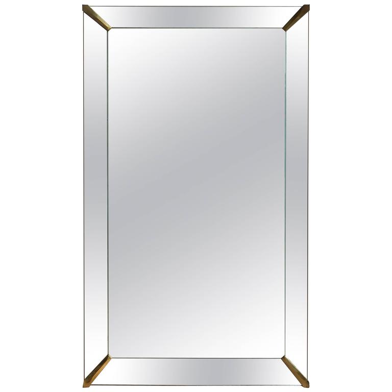 Art Deco Mirror with Brass Mounts For Sale at 1stDibs