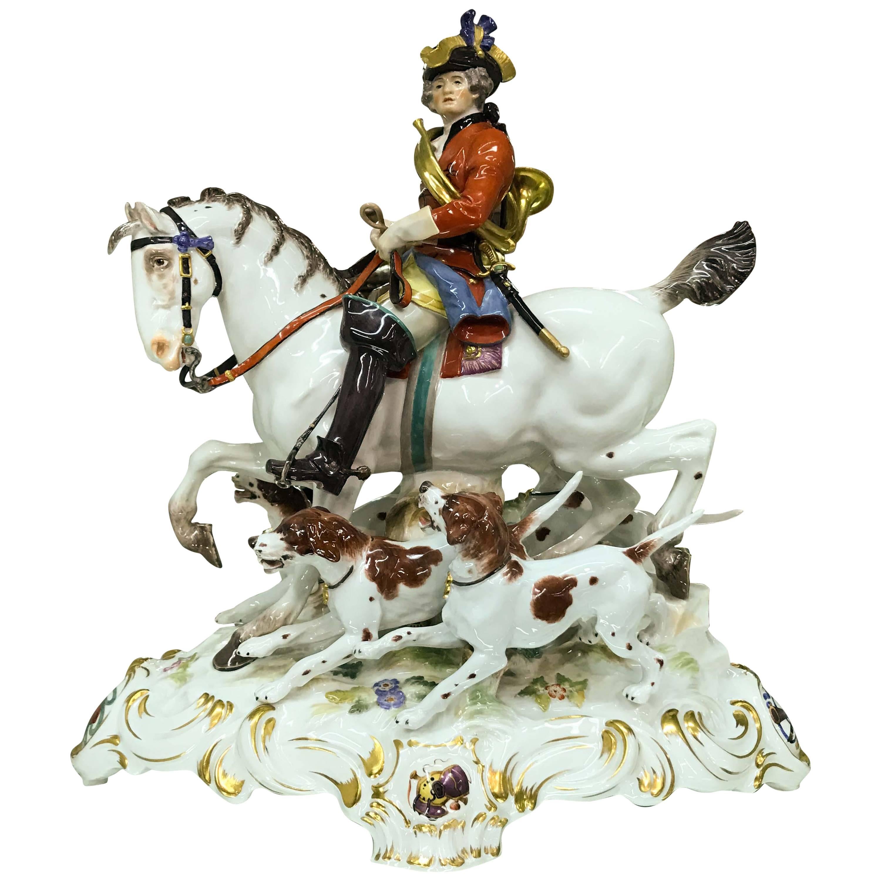 Huntsman and Hounds marked Meissen For Sale