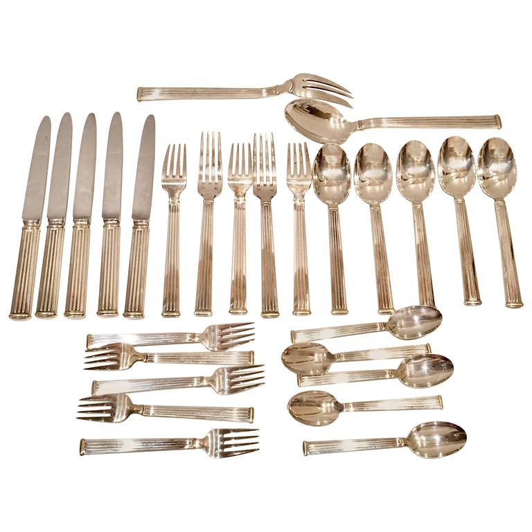 Christofle Silver Paris "Triade Gold" Flatware 27Piece Set at 1stdibs