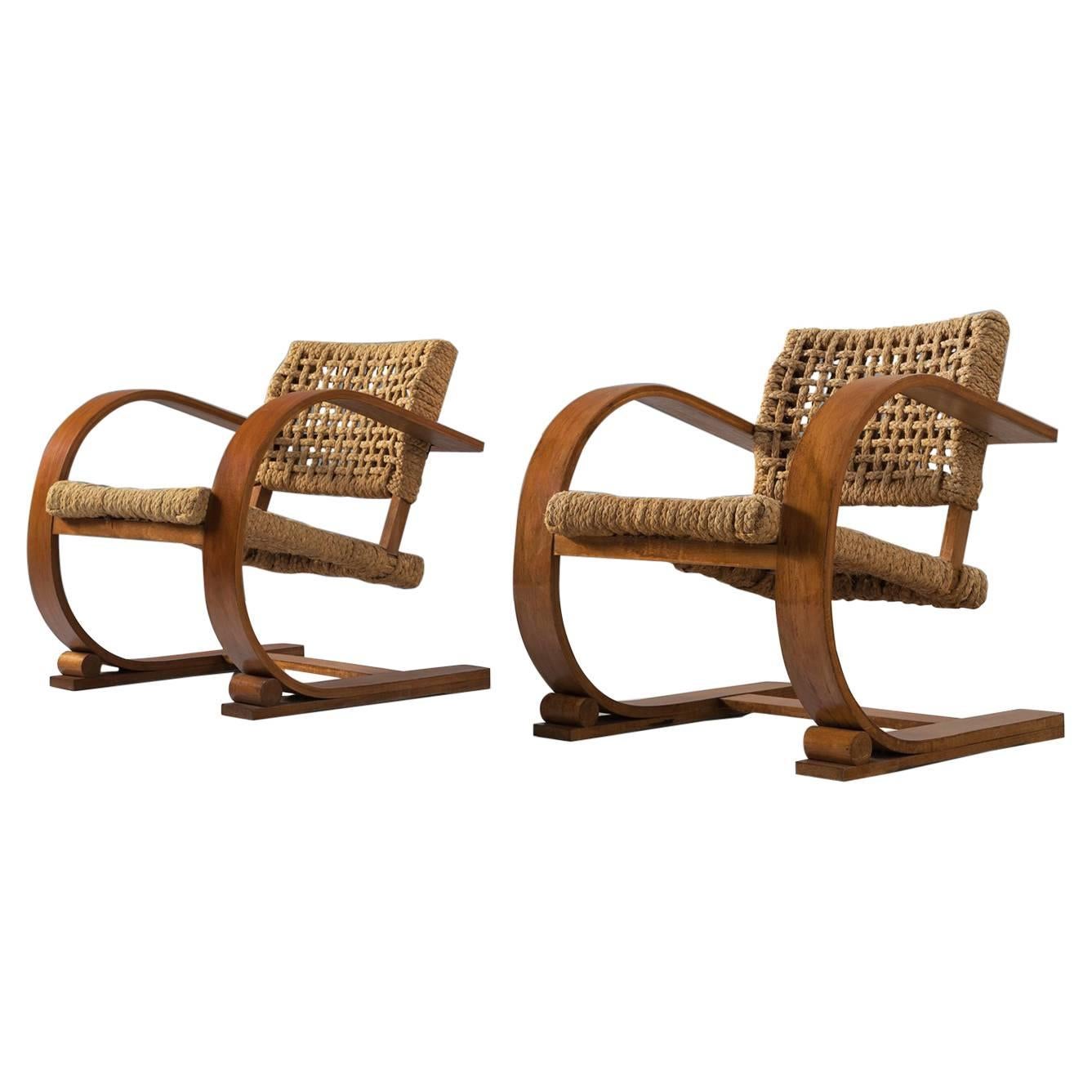 Set of Two Rope Chairs by Audoux-Minet for Vibo