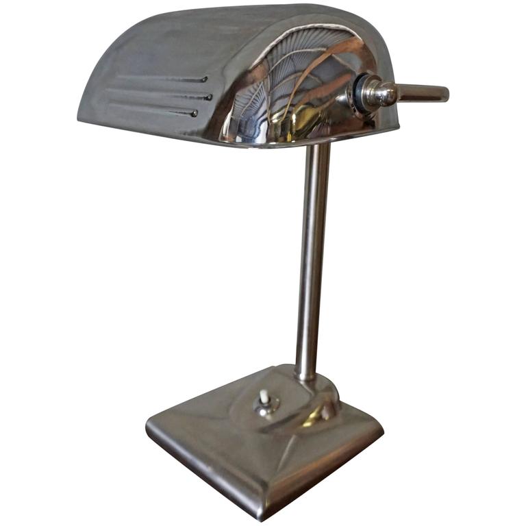 Canadian Art Deco Chrome, TripleCone Table or Desk Lamp by Electrolier