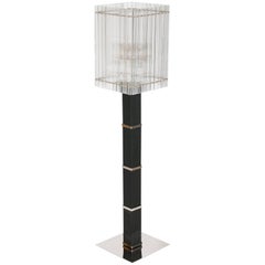 Modern Floor Lamp in Black and Transparent Murano Glass 1990s Italy
