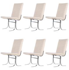 Six Dyrlund Chrome and Wool Chairs