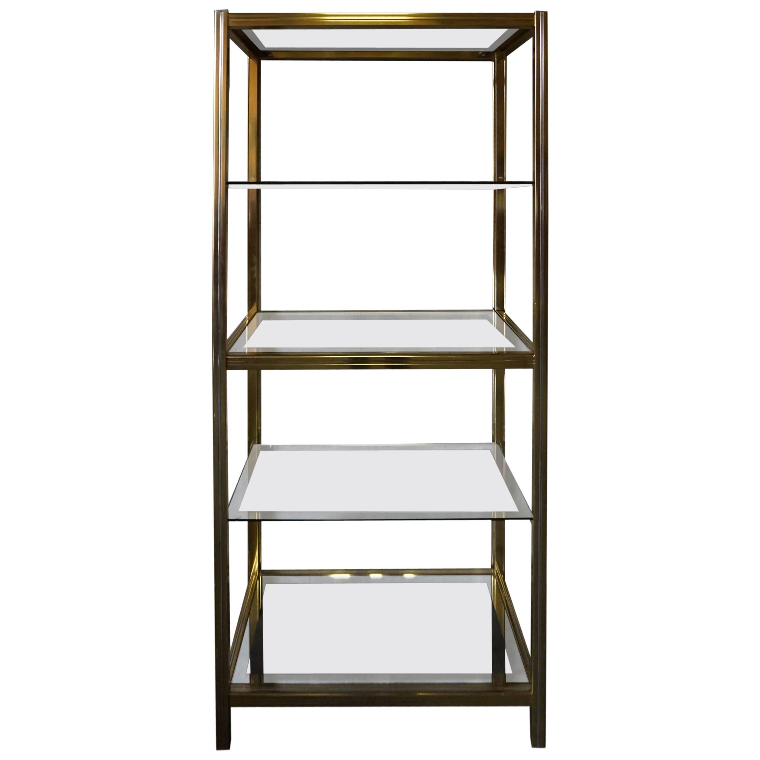 Vintage Brass Italian Shelving Unit, 1970s