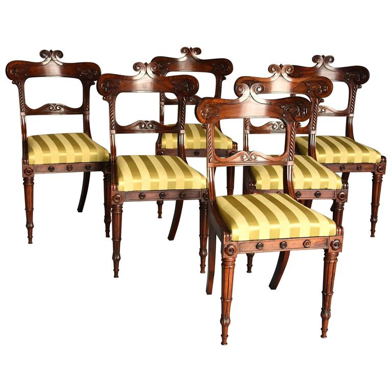 Fine Quality Set of Six Regency Rosewood Dining Chairs For Sale at 1stdibs