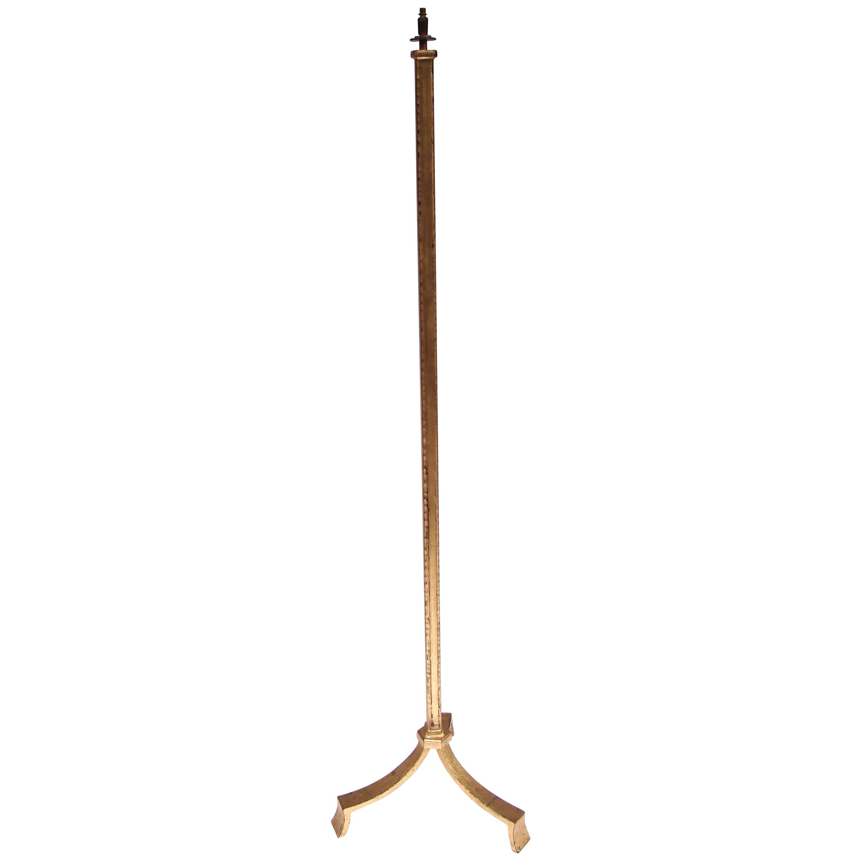 1940s French Gold Leaf Gilded Wrought Iron Floor Lamp by Maison Ramsay