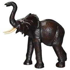 Large Mid-20th Century Leather Figure of an Elephant Calf with Superb Patina