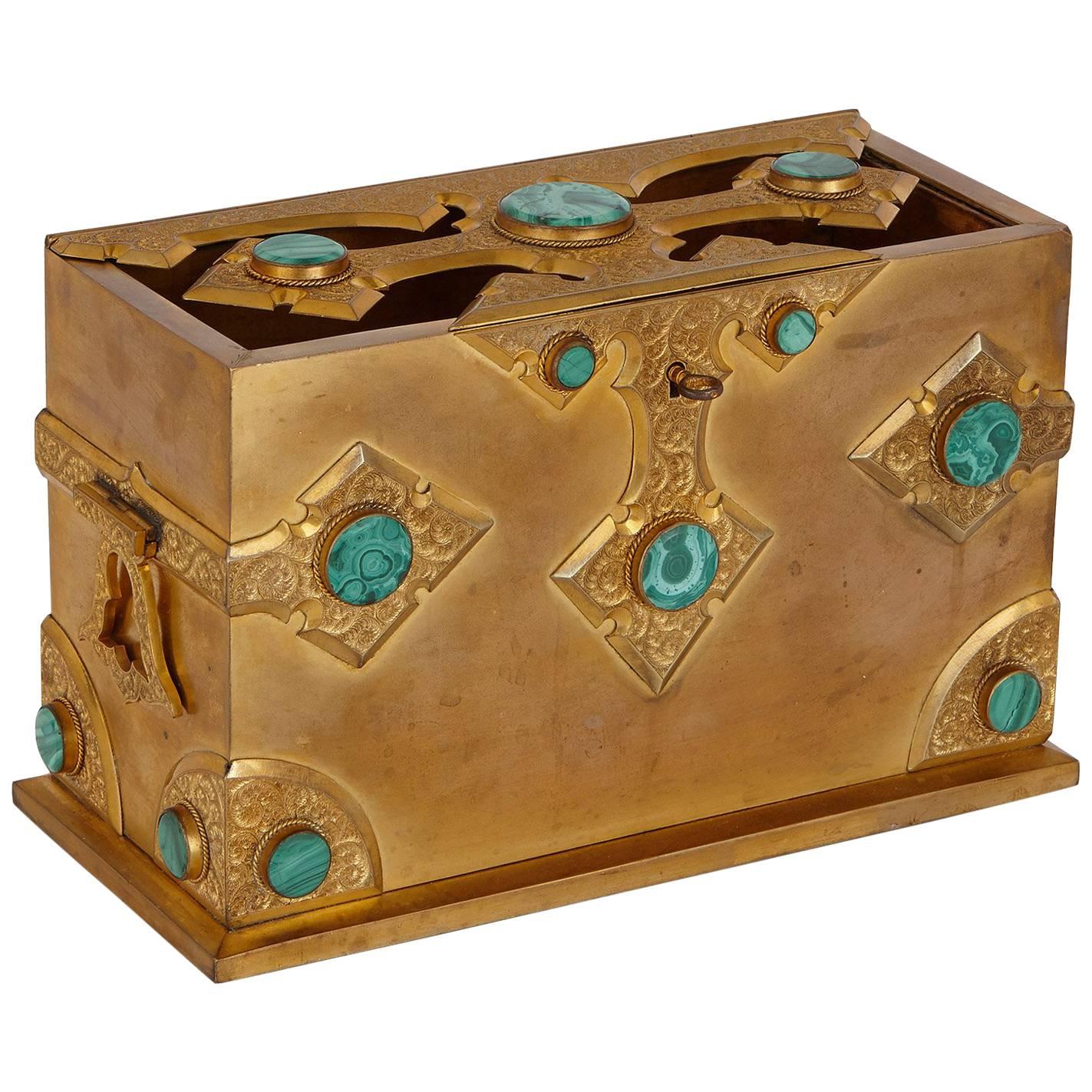 Malachite and Ormolu Gothic Style Antique Casket by Tiffany