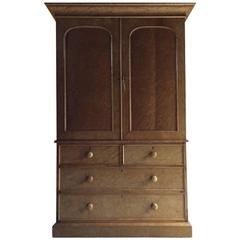 Linen Press Wardrobe Chest Birds Eye Maple Chest Victorian, 19th Century