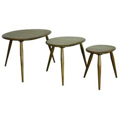 Vintage 1960s Ercol Nest of Blonde "Pebble" Coffee Tables
