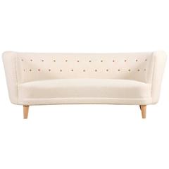 Danish Three-Seat Curved Sofa, 1940s 1