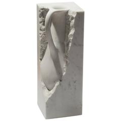 Svelata Large Vase, Contemporary Hand-carved Carrara Marble Vessel 12