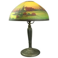 Antique Reverse Painted Jefferson Table Lamp, Early 20th Century