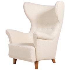 Rare Danish Wingback Armchair, circa 1930