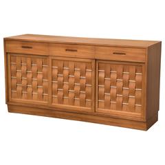 Edward Wormley Dunbar Woven Front Credenza Sideboard Cabinet 4