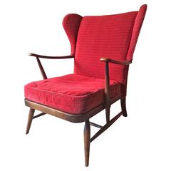 Vintage Mid-Century Ercol Wingback Armchair Elm Early 20th Century, 1950s