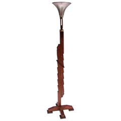 1930s French Oak Tree Floor Lamp in the style of Pierre Chareau