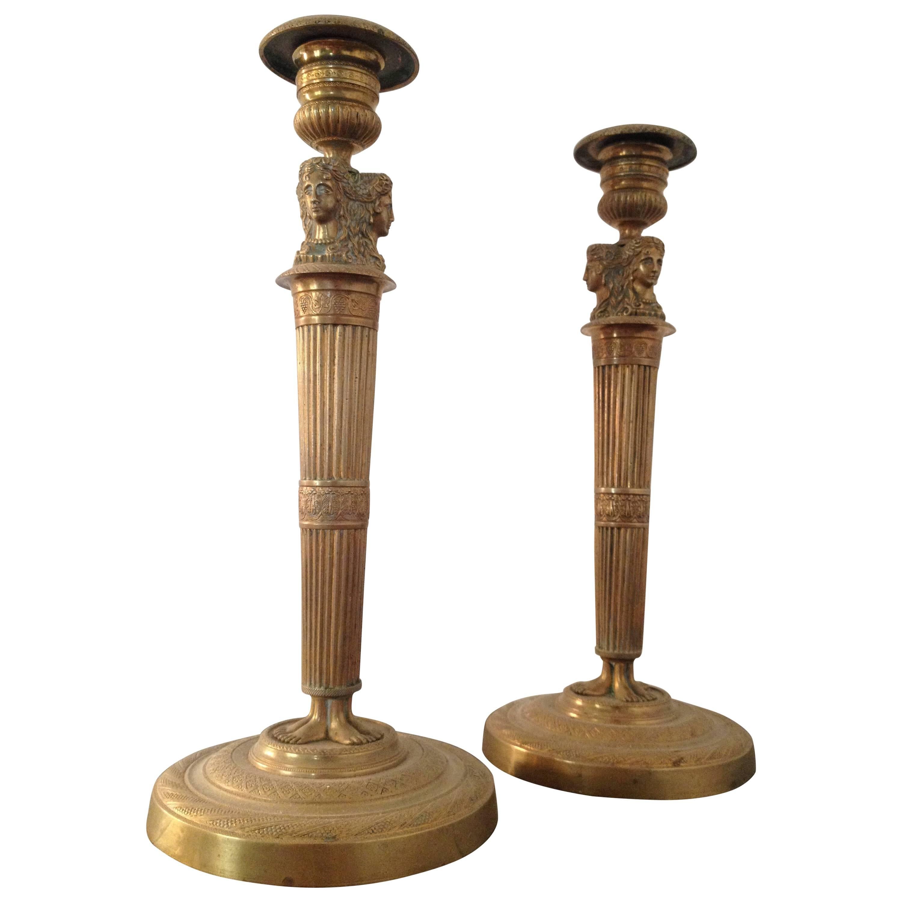 Early 19th Century Pair of  French Candlesticks For Sale