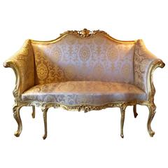 French Louis XV Style Rococo Salon Sofa Settee Gilded Two-Seat