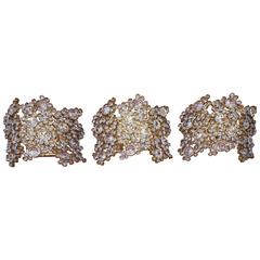 Three Golden Jewel Cristal Wall Sconces