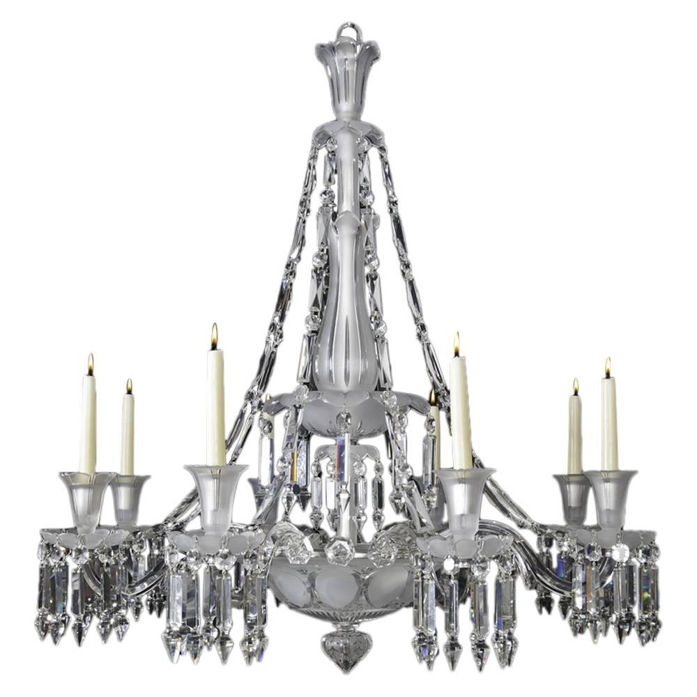 Fine Quality Mid-Victorian Eight-Light Frosted-Glass Antique Chandelier