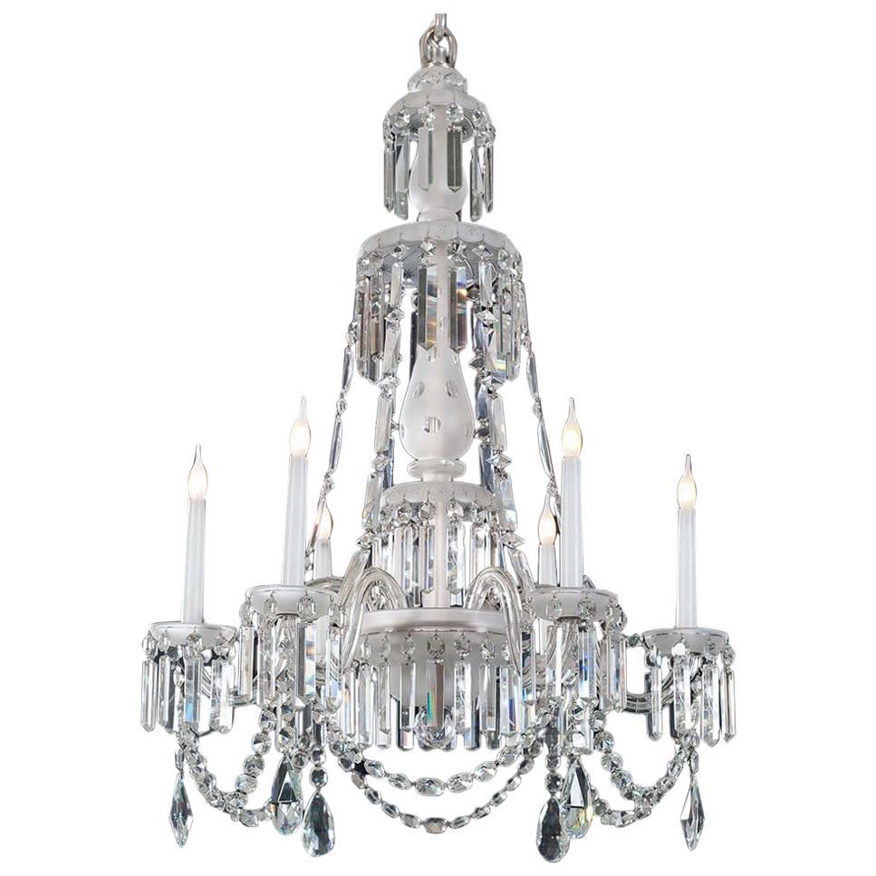 Good Quality Mid-Victorian Frosted Glass Six-Light Antique Chandelier