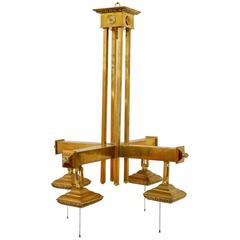French Art Deco Brass Pendant Chandelier 7