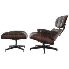 Vintage Rosewood Eames 670 Lounge Chair with Dark Brown Leather