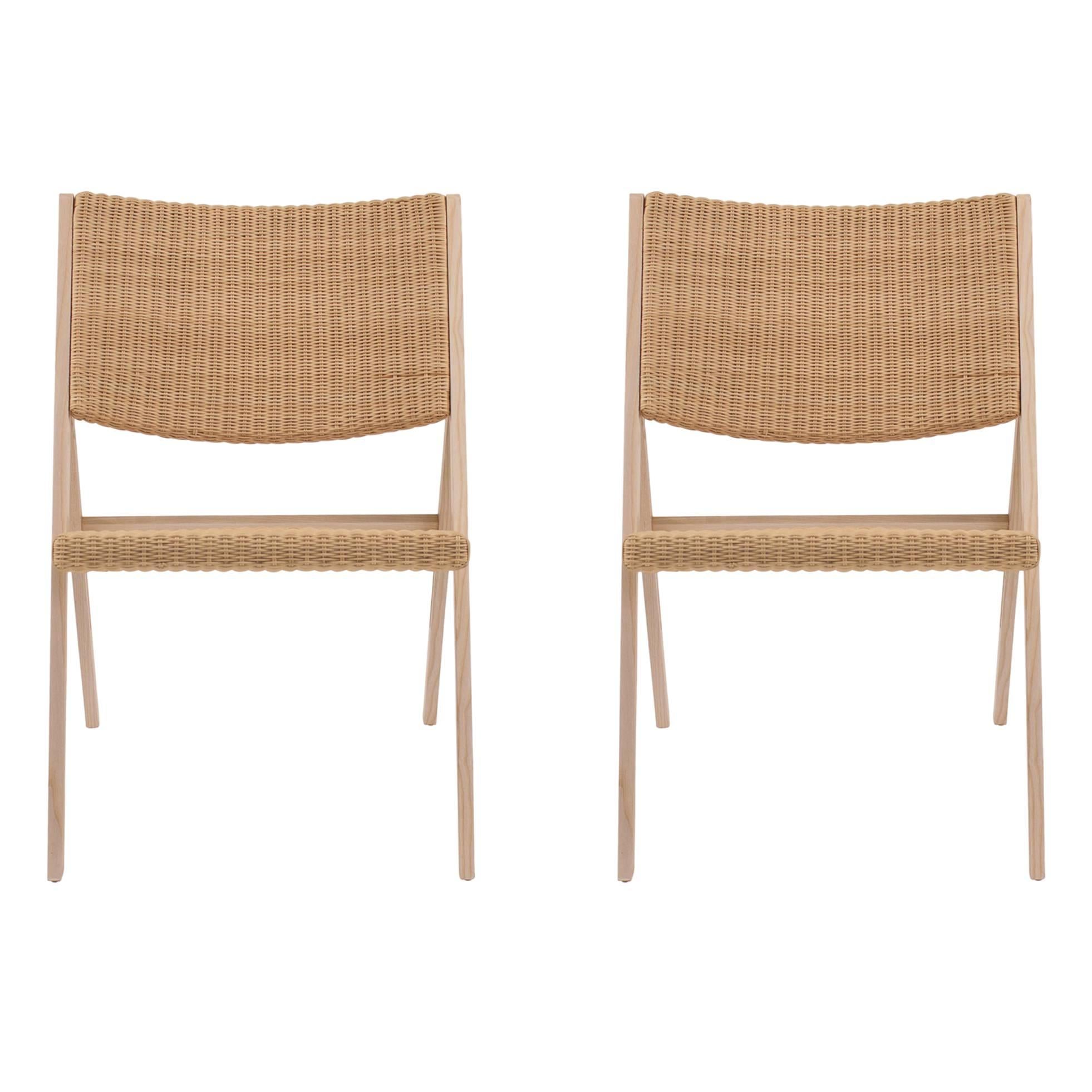 Wicker Folding Indoor Outdoor Chairs by Gio Ponti for Molteni, Italy For Sale